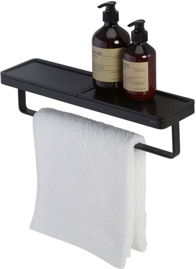 Geesa Handdoekrek Frame | 40 cm | Met plateau | Zwart-Zwart