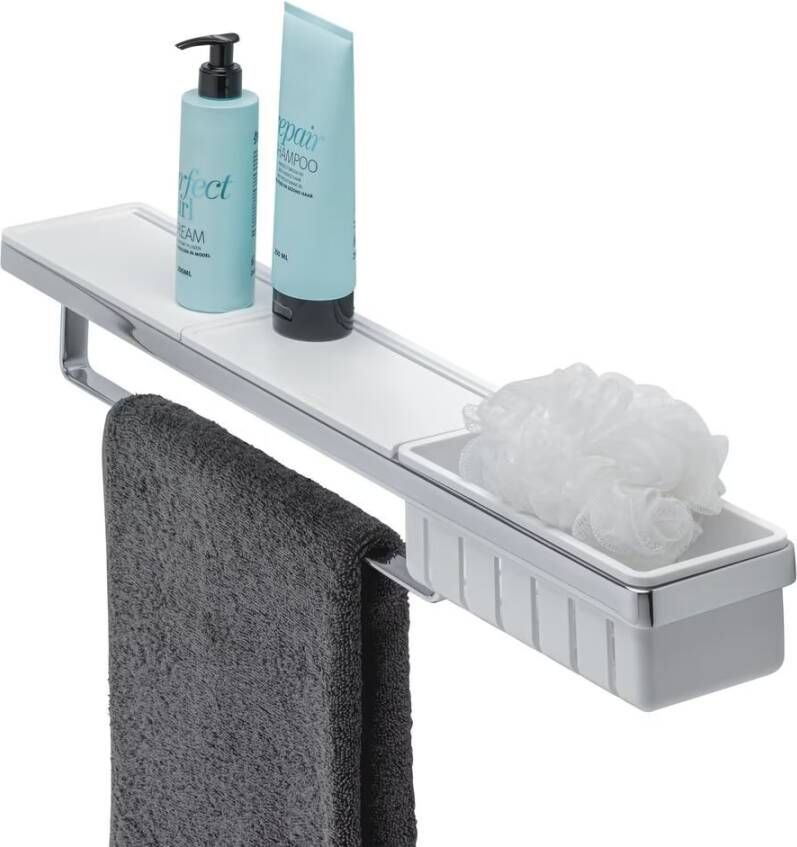 Geesa Planchet Frame | 63 cm | Met handdoekrek en douchemand | Wit-Chroom