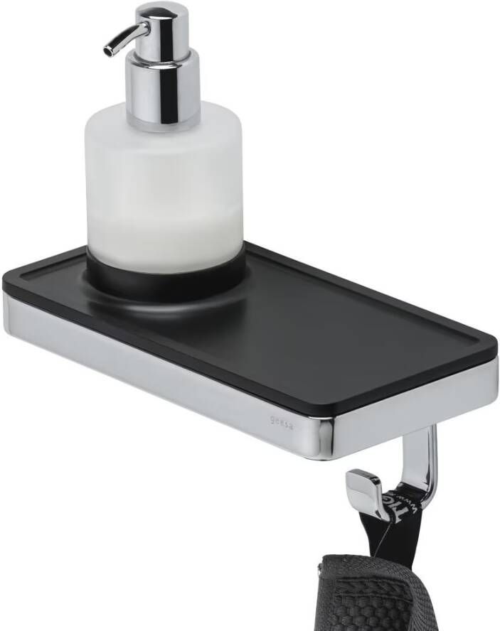 Geesa Planchet zeepdispenser Frame | 200 ml | Met handdoekhaak | Zwart-Chroom