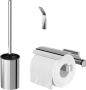 Geesa Toiletaccessorieset Craft | Toiletborstel met houder Toiletrolhouder met klep Handdoekhaak | RVS gepolijst - Thumbnail 1