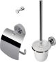 Geesa Toiletaccessorieset Luna | Toiletborstel met houder Toiletrolhouder met klep Handdoekhaak | Chroom - Thumbnail 1