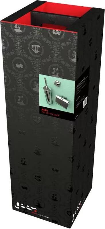 Geesa Toiletaccessorieset Nelio | Toiletborstel met houder Toiletrolhouder met klep Handdoekhaak | Chroom