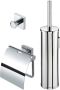 Geesa Toiletaccessorieset Nelio | Toiletborstel met houder Toiletrolhouder met klep Handdoekhaak | Chroom - Thumbnail 1
