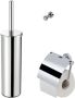 Geesa Toiletaccessorieset Nemox | Toiletborstel met houder Toiletrolhouder met klep Handdoekhaak | Chroom - Thumbnail 1
