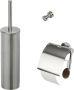 Geesa Toiletaccessorieset Nemox | Toiletborstel met houder Toiletrolhouder met klep Handdoekhaak | RVS geborsteld - Thumbnail 1