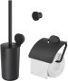 Geesa Toiletaccessorieset Opal | Toiletborstel met houder Toiletrolhouder met klep Handdoekhaak | Zwart - Thumbnail 1