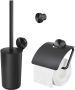 Geesa Toiletaccessorieset Opal | Toiletborstel met houder Toiletrolhouder met klep Handdoekhaak | Zwart metaal geborsteld - Thumbnail 1