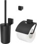 Geesa Toiletaccessorieset Topaz | Toiletborstel met houder Toiletrolhouder met klep Handdoekhaak | Zwart - Thumbnail 1
