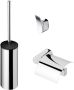 Geesa Toiletaccessorieset Wynk | Toiletborstel met houder Toiletrolhouder met klep Handdoekhaak | Chroom - Thumbnail 1