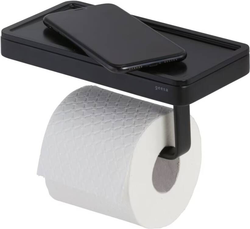 Geesa Toiletrolhouder Frame | Met planchet | Zwart