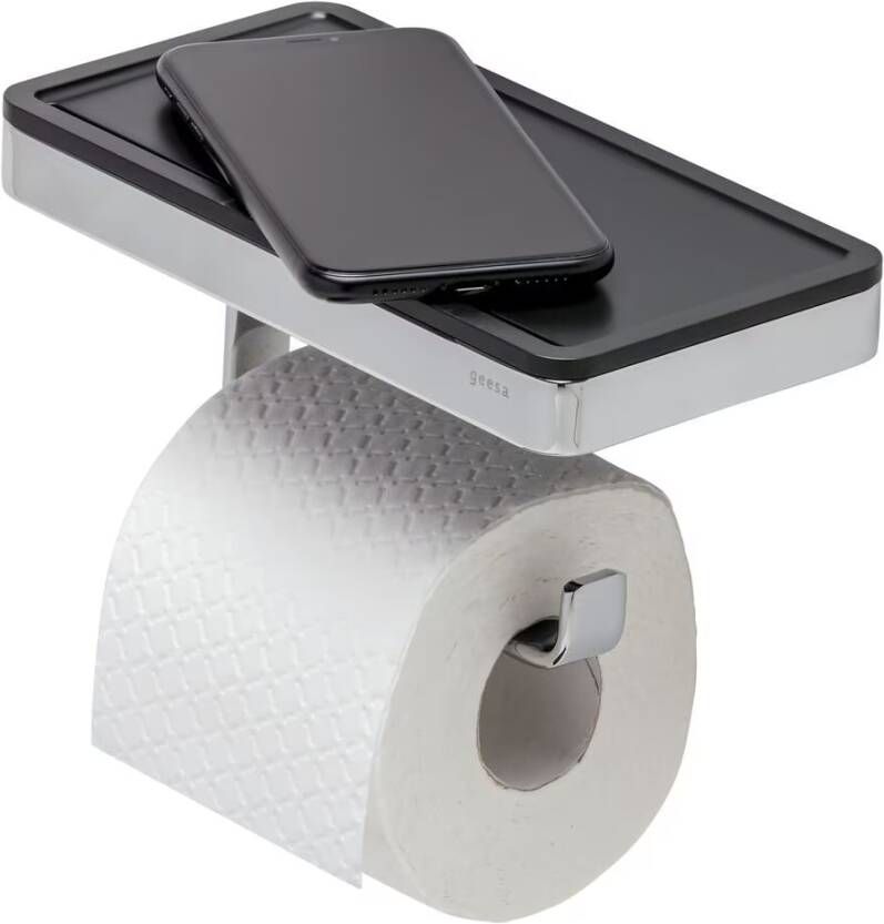 Geesa Toiletrolhouder Frame | Met planchet | Zwart