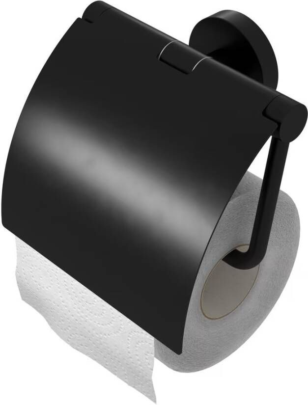 Geesa Toiletrolhouder Nemox | Met klep | Zwart
