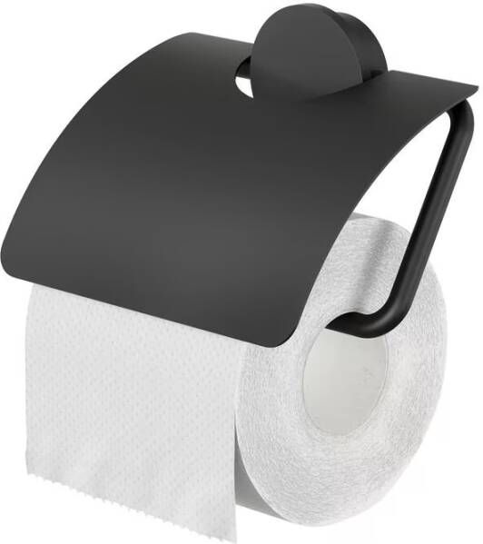 Geesa Toiletrolhouder Opal | Met klep | Zwart