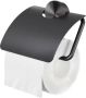 Geesa Toiletrolhouder Opal | Met klep | Zwart metaal geborsteld - Thumbnail 1