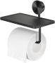 Geesa Toiletrolhouder Opal | Met planchet | Zwart metaal geborsteld - Thumbnail 1