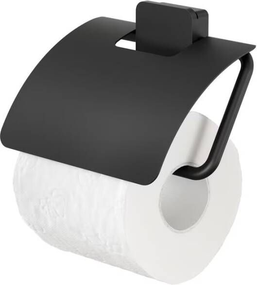 Geesa Toiletrolhouder Topaz | Met klep | Zwart