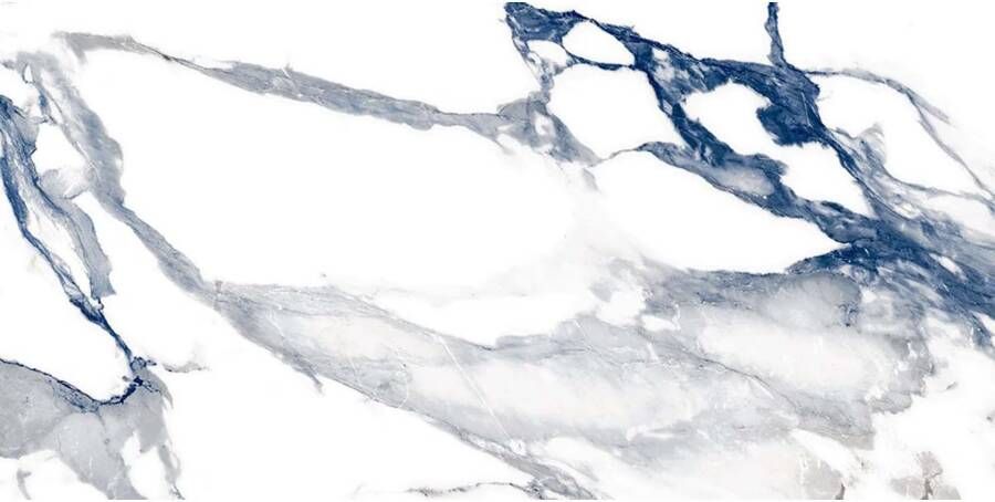Geo Tiles Crash Vloertegel | 60x120 cm | Gerectificeerd | Marmerlook | Glans Blauw
