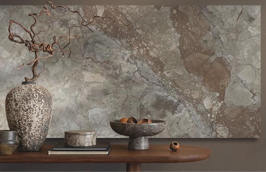 Geo Tiles Leyte Vloertegel | 60x120 cm | Gerectificeerd | Marmerlook | Glans Bruin - Foto 3