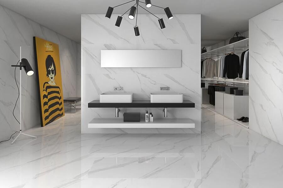 Geo Tiles Statuary Blanco Polished vloertegel marmer look 75x75 cm wit glans - Foto 3