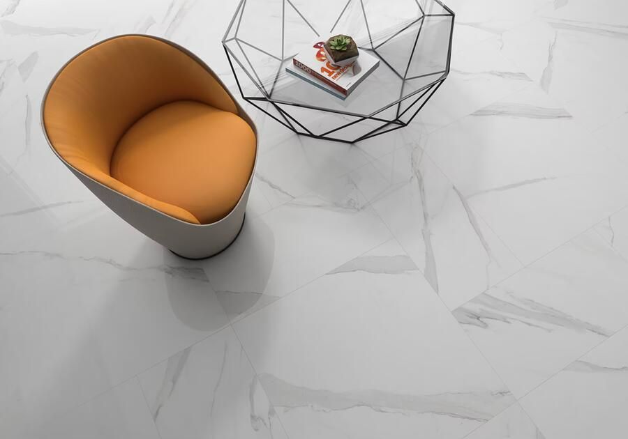 Geo Tiles Statuary Vloertegel | 120x120 cm | Gerectificeerd | Marmerlook | Mat Wit