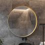 Gliss Design Badkamerspiegel Athena | 40 cm | Rond | Indirecte LED verlichting | Touch button | Spiegelverwarming | Goud metalen rand - Thumbnail 1