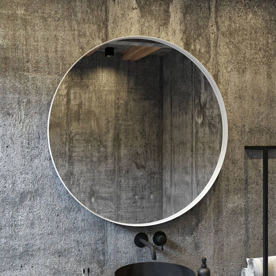Gliss Design Badkamerspiegel Athena | 40 cm | Rond | Indirecte LED verlichting | Touch button | Spiegelverwarming | Wit metalen rand - Foto 1