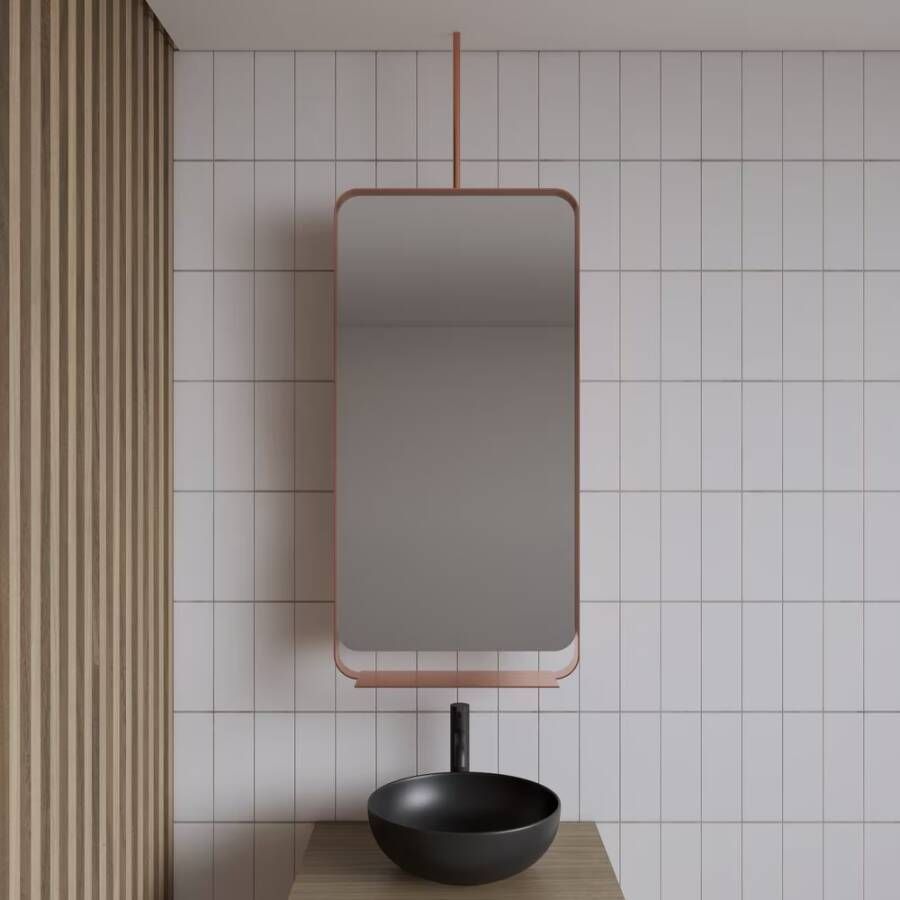 Gliss Design Badkamerspiegel Astra | 50x100 cm | Met planchet | Rechthoekig | Koper rose