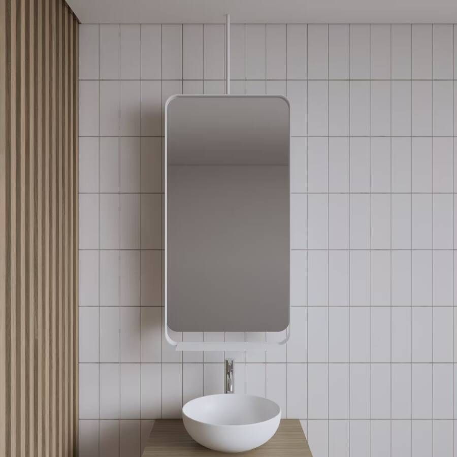 Gliss Design Badkamerspiegel Astra | 50x100 cm | Met planchet | Rechthoekig | Mat wit