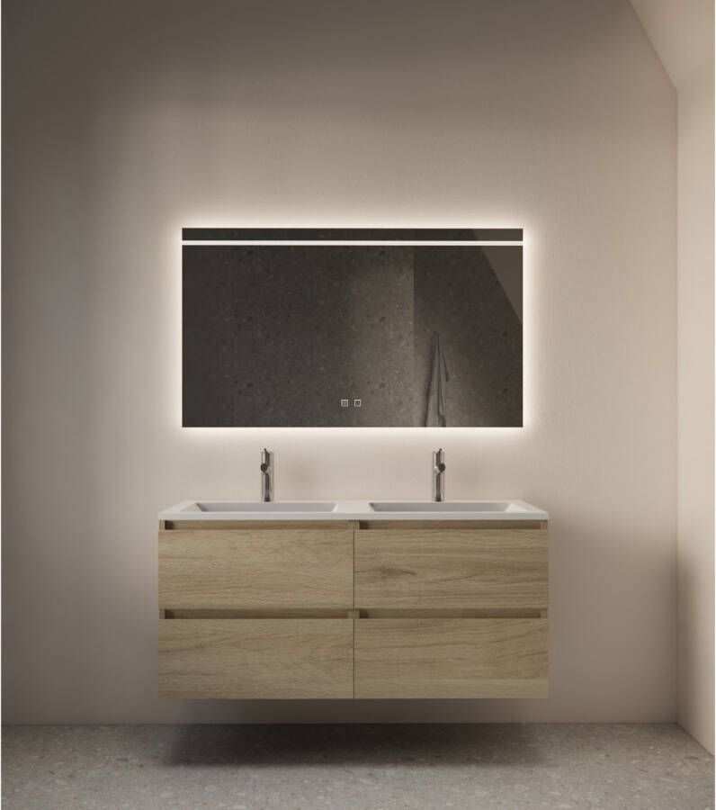 Gliss Design Badkamerspiegel Decora | 100x70 cm | Rechthoekig | Indirecte LED verlichting | Touch button | Met spiegelverwarming
