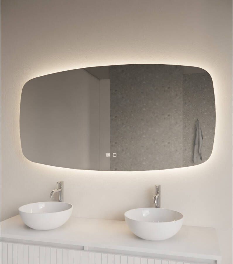 Gliss Design Badkamerspiegel Erato | 100x60 cm | Rechthoekig | Indirecte LED verlichting | Touch button | Met spiegelverwarming