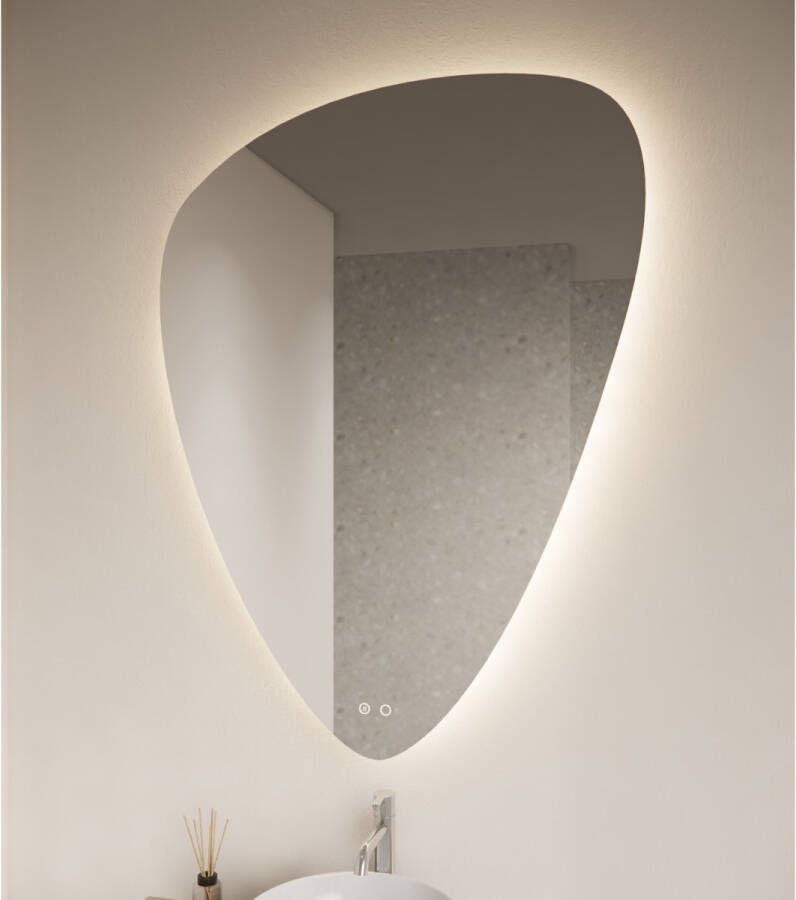 Gliss Design Badkamerspiegel Frenzy | 100x75 cm | Organisch | Indirecte LED verlichting | Touch button | Met spiegelverwarming