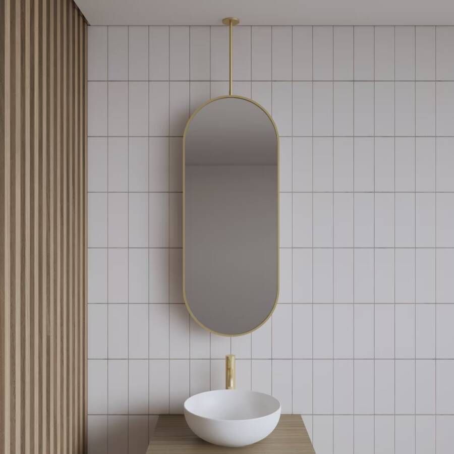 Gliss Design Badkamerspiegel Halo | 40x90 cm | Verticaal | Ovaal | Mat goud