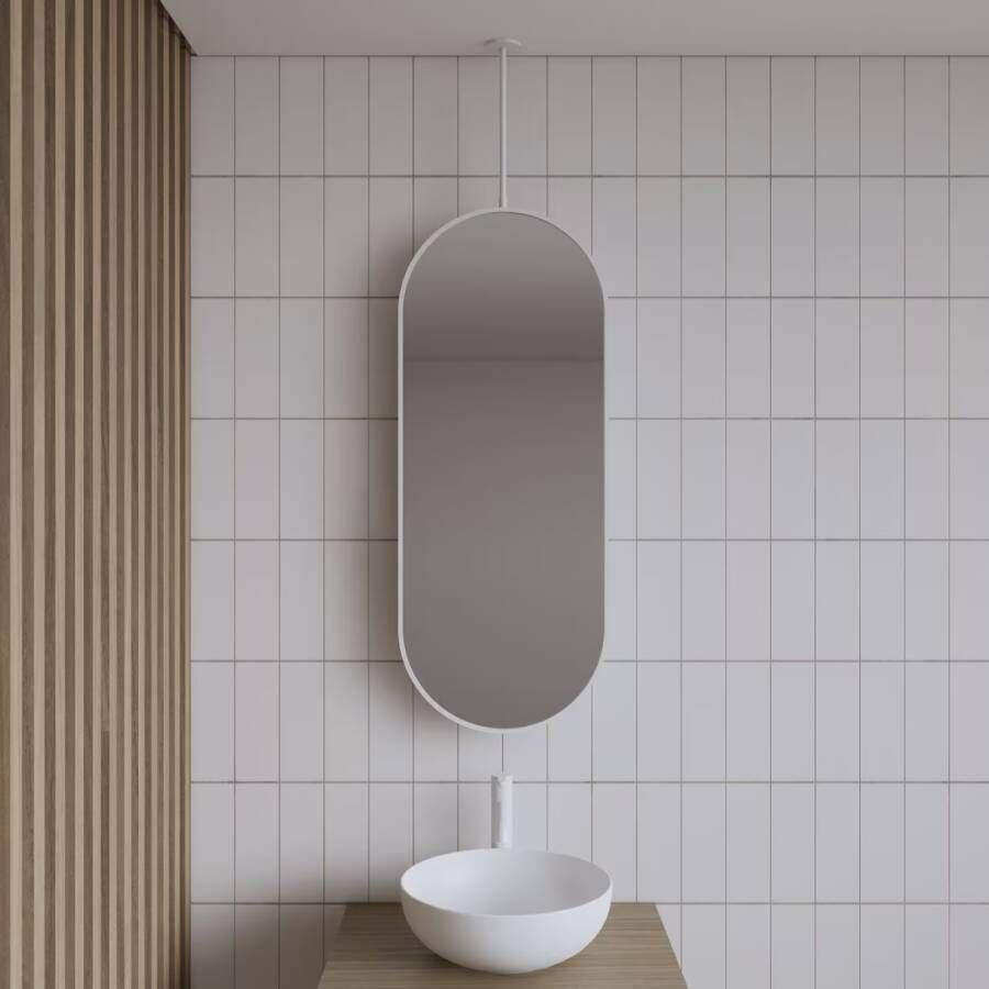 Gliss Design Badkamerspiegel Halo | 40x90 cm | Verticaal | Ovaal | Mat wit