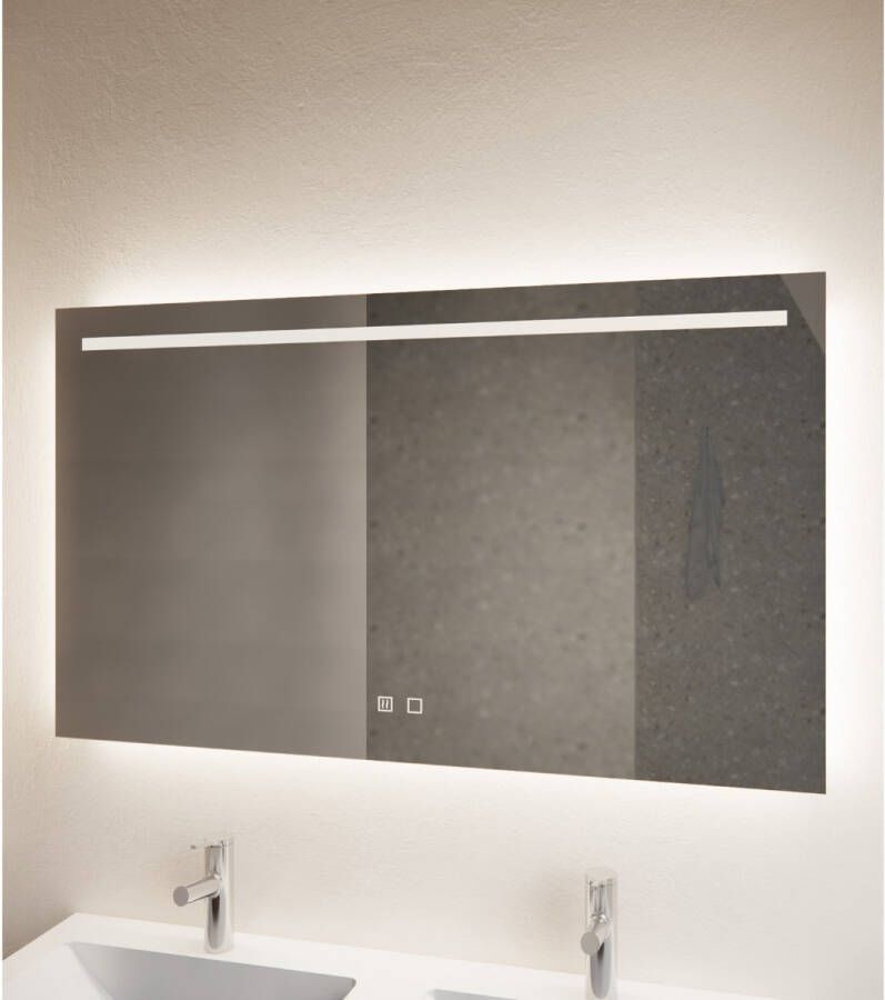 Gliss Design Badkamerspiegel Horizontal | 100x70 cm | Rechthoekig | Indirecte LED verlichting | Touch button | Met spiegelverwarming