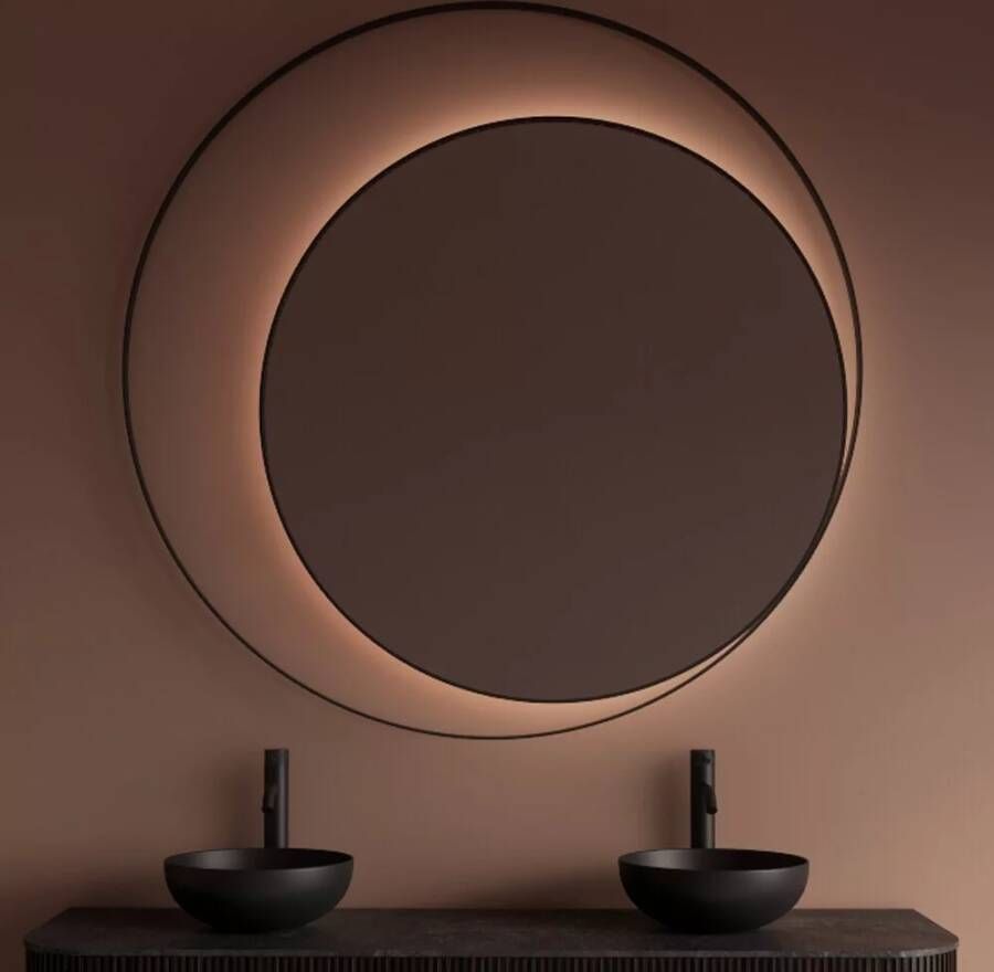 Gliss Design Badkamerspiegel Kosmos | 120 cm | Indirecte LED verlichting | Sensor bediening | Met spiegelverwarming | Mat zwart