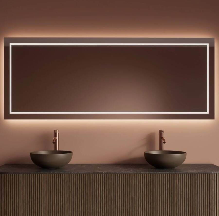 Gliss Design Badkamerspiegel Lenus | 180x70 cm | Directe en indirecte LED verlichting | Sensor bediening | Met spiegelverwarming