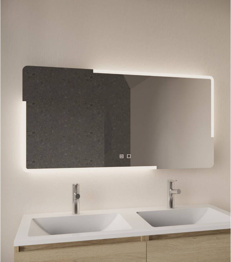 Gliss Design Badkamerspiegel Melite | 140x70 cm | Rechthoekig | Indirecte LED verlichting | Touch button | Met spiegelverwarming