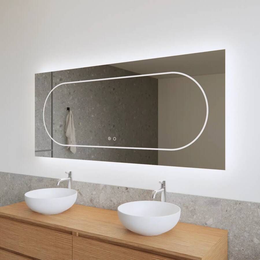 Gliss Design Badkamerspiegel Nova | 100x70 cm | Directe en indirecte LED verlichting | Touch button | Met spiegelverwarming