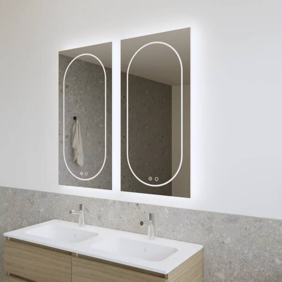 Gliss Design Badkamerspiegel Nova | 50x100 cm | Directe en indirecte LED verlichting | Touch button | Met spiegelverwarming