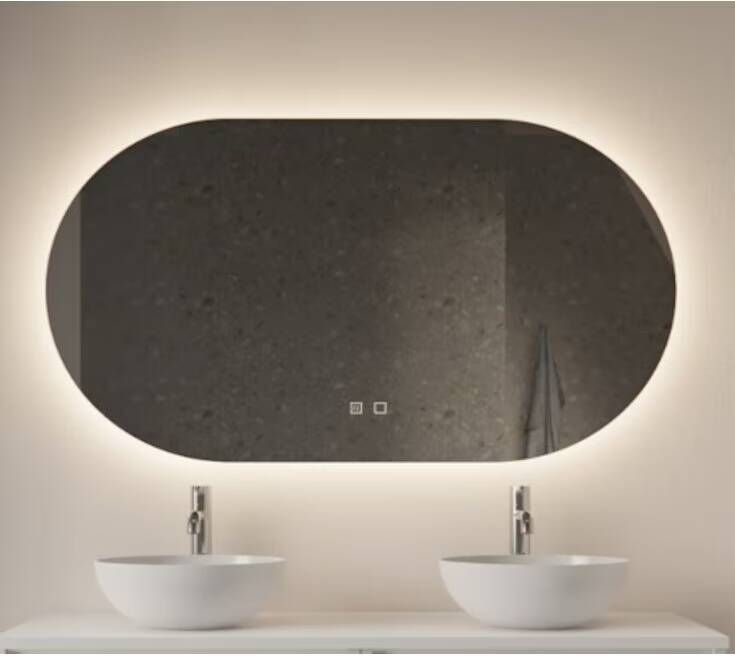 Gliss Design Badkamerspiegel Orion | 140x70 cm | Ovaal | Indirecte LED verlichting | Touch button | Met spiegelverwarming