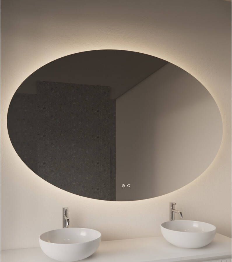 Gliss Design Badkamerspiegel Oval | 140x90 cm | Ovaal | Indirecte LED verlichting | Touch button | Met spiegelverwarming