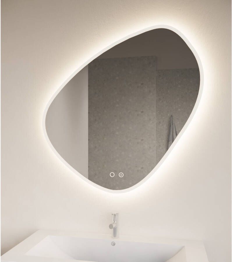 Gliss Design Badkamerspiegel Satine | 80x80 cm | Rechthoekig | Indirecte LED verlichting | Touch button | Met spiegelverwarming