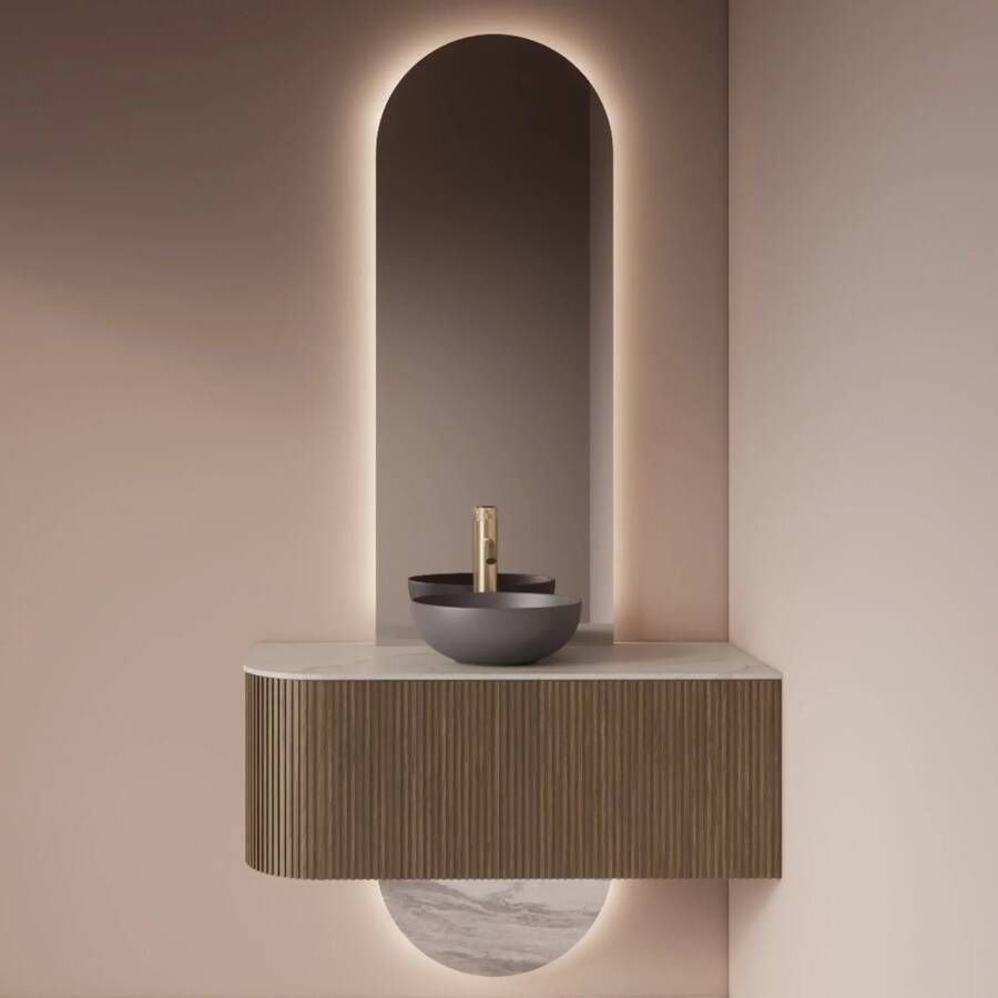 Gliss Design Badkamerspiegel Selene | 40x120 + 40x25 cm | 2-delig verticaal | Indirecte LED verlichting | Sensor bediening | Met spiegelverwarming
