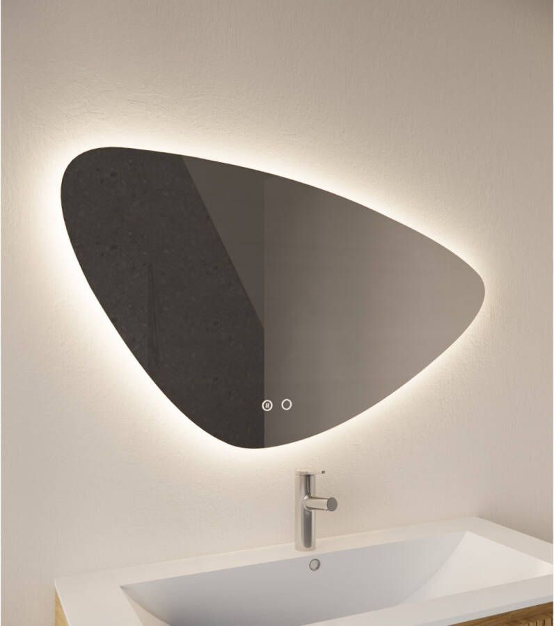 Gliss Design Badkamerspiegel Strano | 100x59 cm | Organisch | Indirecte LED verlichting | Touch button | Met spiegelverwarming