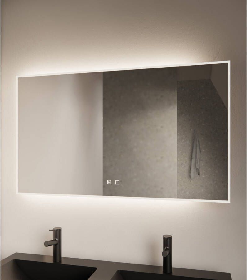 Gliss Design Badkamerspiegel Style | 100x70 cm | Rechthoekig | Indirecte LED verlichting | Touch button | Met spiegelverwarming