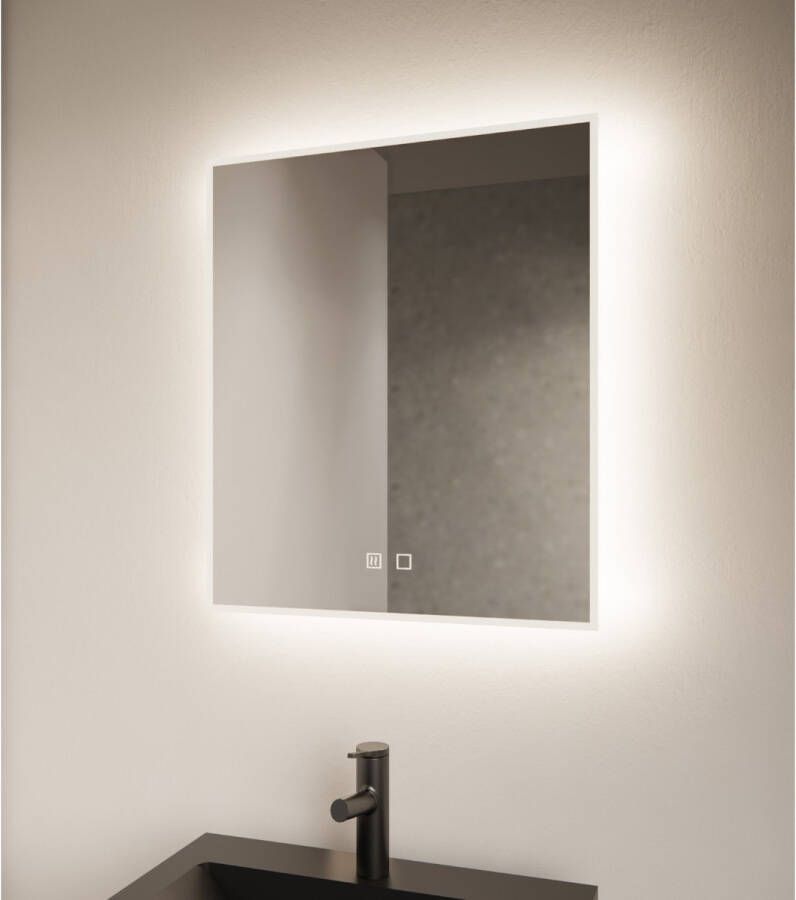 Gliss Design Badkamerspiegel Style | 60x70 cm | Rechthoekig | Indirecte LED verlichting | Touch button | Met spiegelverwarming