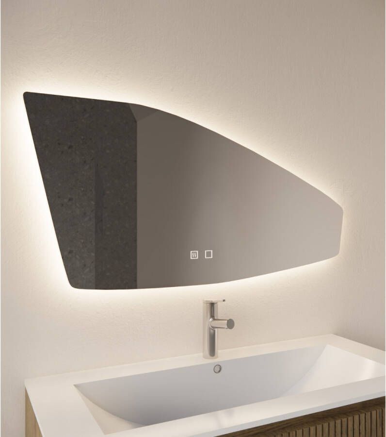 Gliss Design Badkamerspiegel Tartaros | 100x50 cm | Rechthoekig | Indirecte LED verlichting | Touch button | Met spiegelverwarming