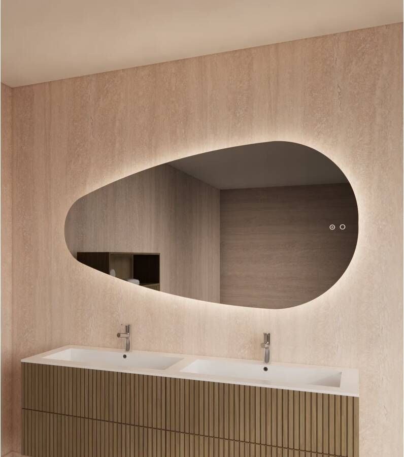 Gliss Design Badkamerspiegel Thalia | 140x71 cm | Omkeerbaar | Indirecte LED verlichting | Touch button | Met spiegelverwarming