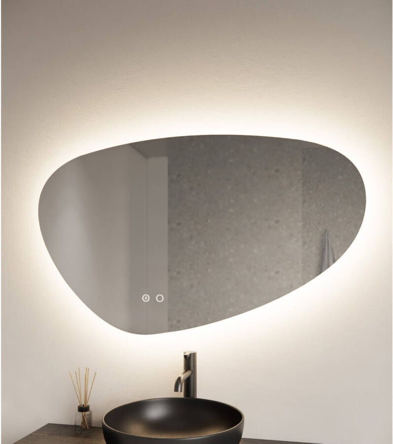 Gliss Design Badkamerspiegel Trendy | 100x59 cm | Organisch | Indirecte LED verlichting | Touch button | Met spiegelverwarming