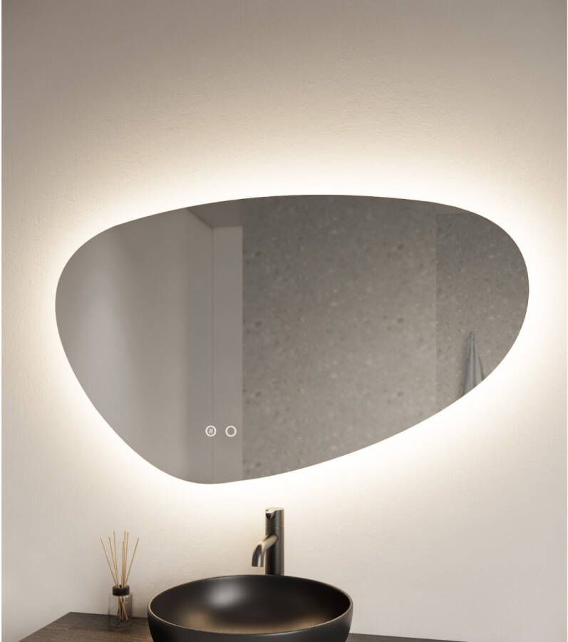 Gliss Design Badkamerspiegel Trendy | 140x82.5 cm | Organisch | Indirecte LED verlichting | Touch button | Met spiegelverwarming